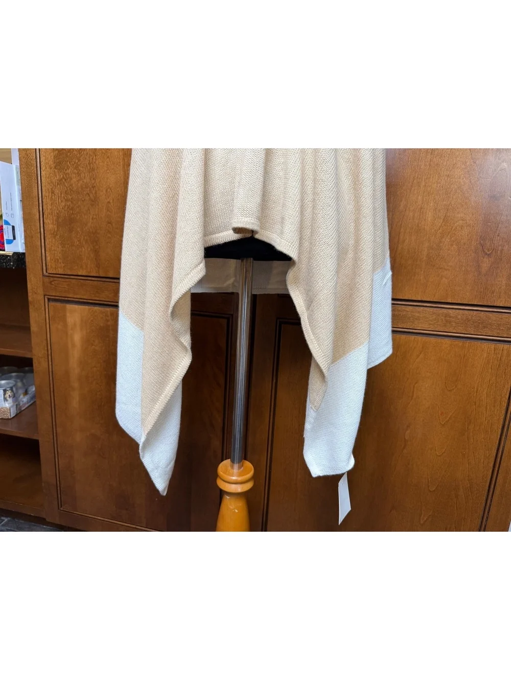 J.Crew Women’s One Size Cotton Cashmere Colorblock Knit Poncho Cape NWT